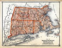 State Map Massachusetts - Rhode Island - Connecticut, Middlesex County 1875